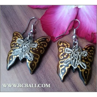 Woman Fashion Buterfly Earrings Painting Bali